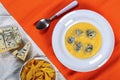 Polenta iwith cheese and cornmeal crackers Royalty Free Stock Photo