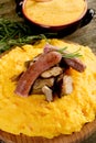 Polenta sausage and mushroom