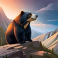 A poler bear sitting on the mountain and enjoying the view Royalty Free Stock Photo