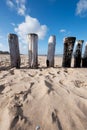 Poles at the beach Royalty Free Stock Photo