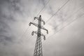 poles and high voltage wires in romania Royalty Free Stock Photo