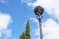 Poles led. Street light against the blue sky with clouds. copy space. Royalty Free Stock Photo