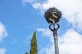 Poles led. Street light against the blue sky with clouds. copy space. Royalty Free Stock Photo