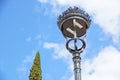 Poles led. Street light against the blue sky with clouds. copy space. Royalty Free Stock Photo