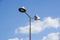 Poles led. Street light against the blue sky with clouds. copy space. Royalty Free Stock Photo