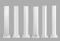 Poles metal. Pillars for urban advertising sign and billboard metallic. Polish steel columns in different section shapes