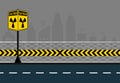 Poles warning yellow of the danger of radiation on city streets background,radiation icon symbol,Vector illustration