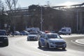 Police action against Hungarian restaurant workers protesting against closure restrictions. Impact of COVID-19 on the economy. Royalty Free Stock Photo