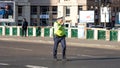 Police agent, Romanian Traffic Police (Politia Rutiera) directing traffic