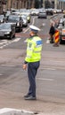 Police agent, Romanian Traffic Police (Politia Rutiera) directing traffic