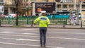 Police agent, Romanian Traffic Police (Politia Rutiera) directing traffic