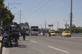 Police agents and traffic agents on checkpoint near to Transmilenio \