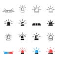 Police, ambulance car light flashing icons Royalty Free Stock Photo