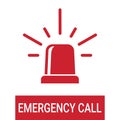 Police Or Ambulance Red Flasher Siren, Emergency Call Isolated On A White Background. Vector Icon Illustration.
