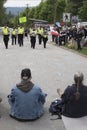 Kinder Morgan protesters look on as police come to arrest them Royalty Free Stock Photo