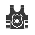 Police armor with badge sign solid icon