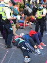 Police arresting demonstrators at the climate protest in London, September 2020