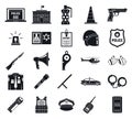 Police arsenal icons set, simple style