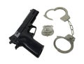 Police Badge Gun and Handcuffs Royalty Free Stock Photo