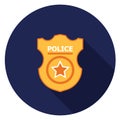 Police badge icon in flat design.