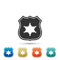 Police badge icon isolated on white background. Set elements in colored icons. Flat design. Vector Royalty Free Stock Photo