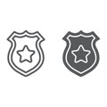 Police badge line and glyph icon, police and sheriff, officer badge sign, vector graphics, a linear pattern on a white Royalty Free Stock Photo