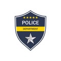 Police badge. Shield of cop department. Badge of officer police. emblem of sheriff. Symbol of security, law, protect, detective,