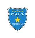 Police badge. Shield of cop department. Badge of officer police. emblem of sheriff. Symbol of security, law, protect, detective,