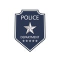 Police badge. Shield of cop department. Badge of officer police. Emblem of sheriff. Symbol of security, law, protect, detective,
