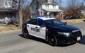 Police barricade on neighborhood street