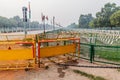 Police barriers at Rajpath road prepared for the celebrations of the Republic Day on January 26, New Delhi, Ind