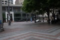 Police on bicycles in front of westlake center preparing for events on May 30 2020