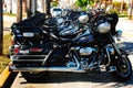 Police bikers line of Harley Davidson in Daytona bike week Florida US meeting