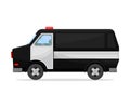 Police black van. Vector illustration on a white background.