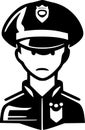 Police - black and white isolated icon - vector illustration