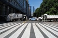 Police Blockade, Heavy Duty Vehicles Parked On West 59th Street, Near Grand Army Plaza, Protecting 5th Avenue During The Labor Day