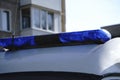 A police blue light mounted on the roof of the Polish police car and ambulance Royalty Free Stock Photo