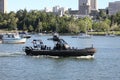 Police boat driving on the False Creek, Vancouver Royalty Free Stock Photo