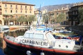 Police boat in marine of Torri del Benaco Royalty Free Stock Photo