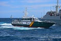 Guardia Civil Launch Boat Passes Naval Ship Volvo Ocean Race Alicante 2017