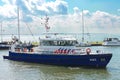 Police boat in the port of Volendam. Royalty Free Stock Photo