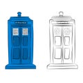 Police box contour drawing in pencil Royalty Free Stock Photo