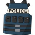 Police Bulletproof Vest Cartoon Colored Clipart