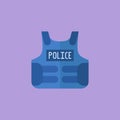 Police bulletproof vest flat style icon