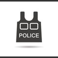 Police bulletproof vest icon. Drop shadow.