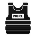 Police bulletproof vest icon, simple style
