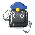 Police button D on a computer mascot