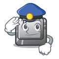 Police button K isolated with the mascot