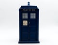 Police call box in front of white background. Tardis from Doctor Who.