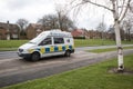 Police Camera Enforcement Unit Van parked at side of the road to enforce speed restrictions.  Speed camera sign visable Royalty Free Stock Photo
